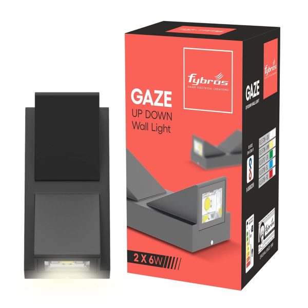 FYBROS Gaze 12W Up Down Light Outdoor Warm White White, Aluminum Casting Elevation Lights For Home Outdoor, Ip 64 Garden Lights Outdoor Waterproof, 6 W X 2